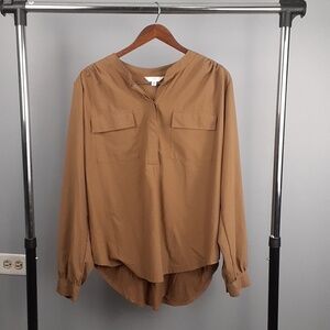 Time And Tru Camel Tan Women's Long Sleeve Utility Shirt